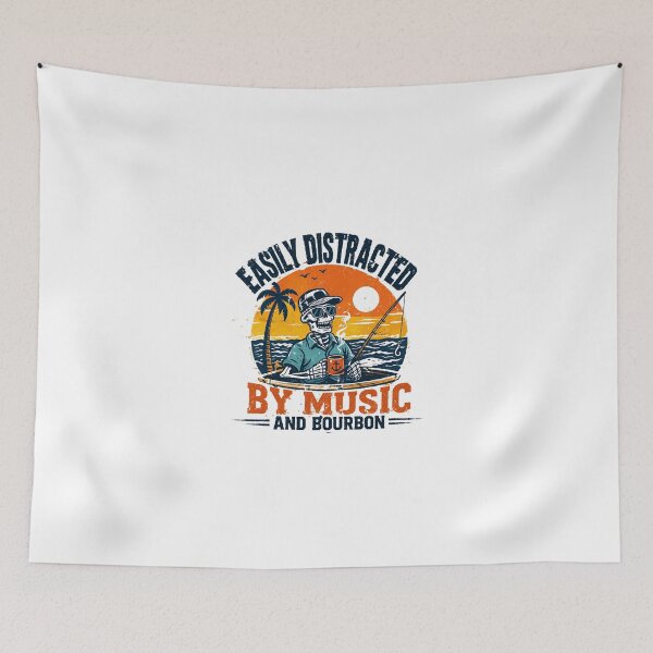 Item preview, Easily Distracted By Music And Bourbon Fishing Angler Bourbon Lover designed and sold by JonesFlora2025.