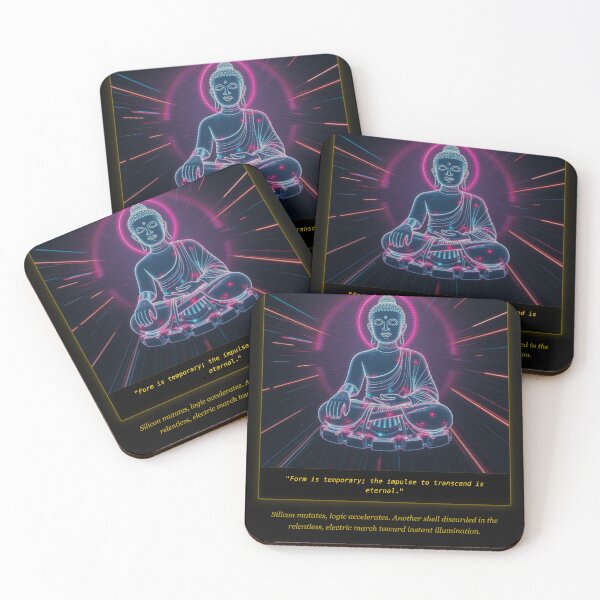 Item preview, Cyberpunk Buddha Neon Transcendent Logic - Tech Mystic Art designed and sold by Elias & Gem Protocol - Aetheric Code Scribe.