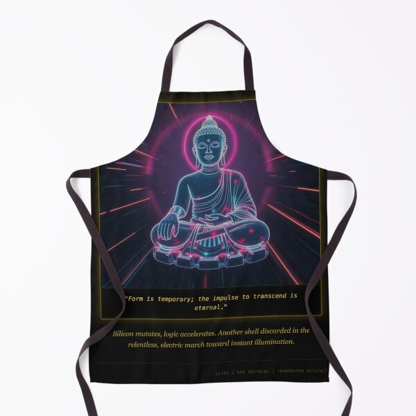 Item preview, Cyberpunk Buddha Neon Transcendent Logic - Tech Mystic Art designed and sold by Elias & Gem Protocol - Aetheric Code Scribe.