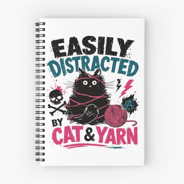 Item preview, Easily Distracted By Cat & Yarn Cat Lover Crafter Feline Owner designed and sold by JonesFlora2025.