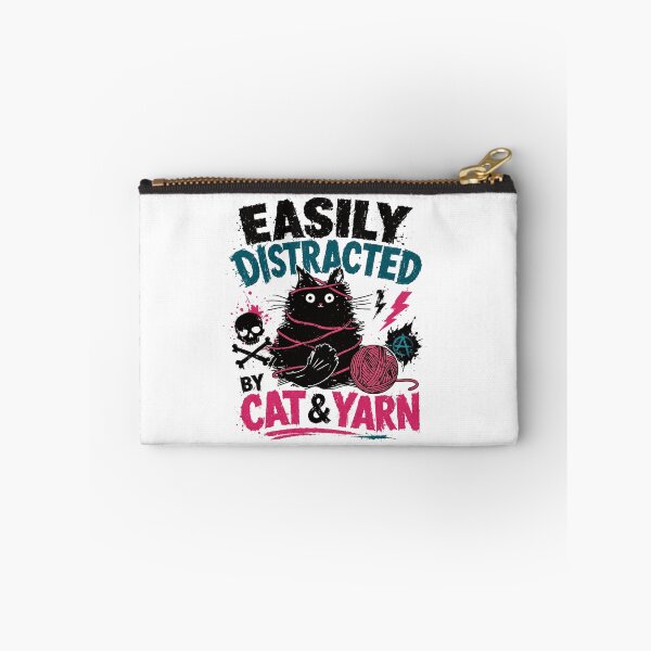 Item preview, Easily Distracted By Cat & Yarn Cat Lover Crafter Feline Owner designed and sold by JonesFlora2025.