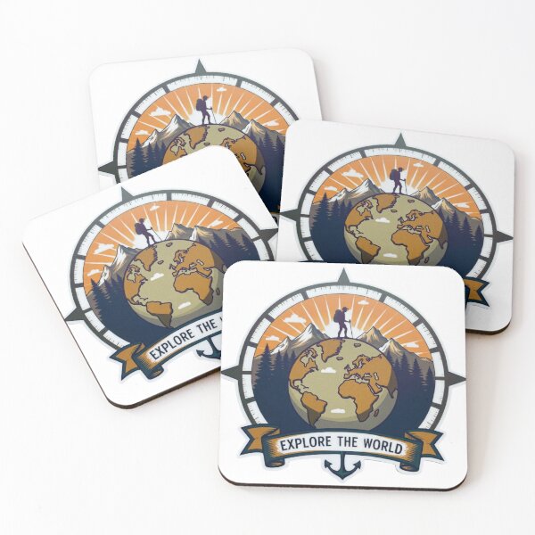 Item preview, Explore The World Vintage Hiking & Adventure Compass Badge designed and sold by GabeMountainArt.