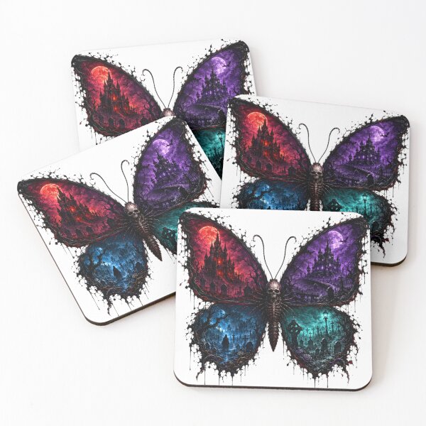 Item preview, Gothic Skeleton Moth – Dark Fantasy Butterfly with Haunted Castles and Graveyard designed and sold by Limitless expressions - wear your mindset .
