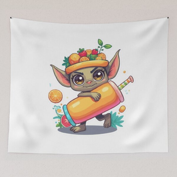 Item preview, Juice Goblin Sticker | Cute Fantasy Goblin Mascot with Tropical Juice designed and sold by Stylestickers55.