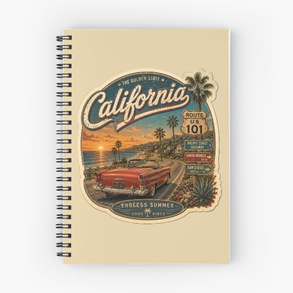 Item preview, Retro California Sticker – Vintage Coastal Road Trip & Endless Summer Art designed and sold by AstraDrip Studio.