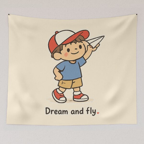 Item preview, Dream and Fly Cute Paper Airplane Inspirational Kids Design designed and sold by Nawi32.
