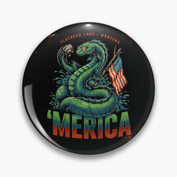 Item preview, 'Merica Flathead Lake Monster Montana Sea Serpent Flag Tee v2 designed and sold by DarylWelsh2024.