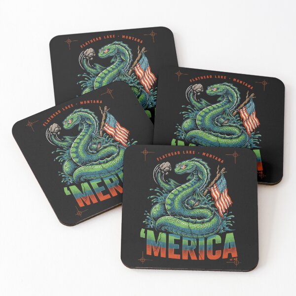 Item preview, 'Merica Flathead Lake Monster Montana Sea Serpent Flag Tee v2 designed and sold by DarylWelsh2024.