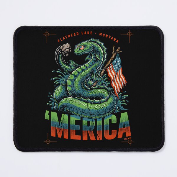Item preview, 'Merica Flathead Lake Monster Montana Sea Serpent Flag Tee v2 designed and sold by DarylWelsh2024.