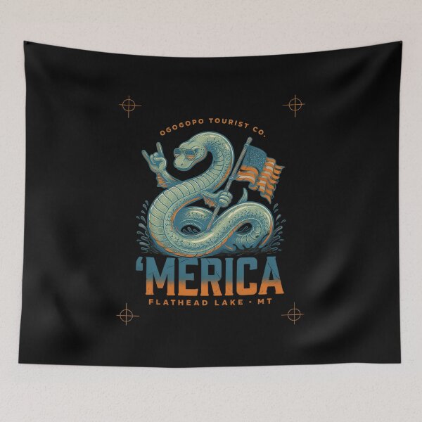 Item preview, 'Merica Flathead Lake Monster Montana Sea Serpent Flag Tee v3 designed and sold by DarylWelsh2024.
