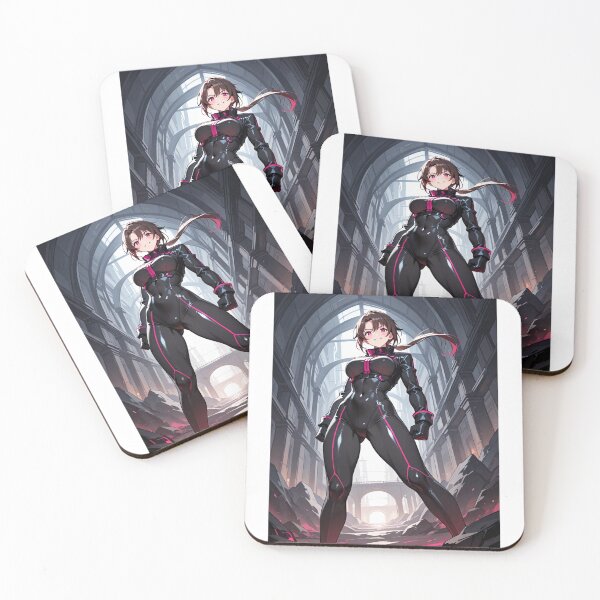 Item preview, Manga - Long-haired Cyberpunk Heroine, Futuristic Silhouette in Skinsuit designed and sold by AnimeShin.
