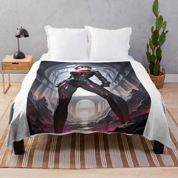 Item preview, Manga - Long-haired Cyberpunk Heroine, Futuristic Silhouette in Skinsuit designed and sold by AnimeShin.