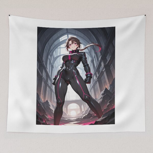Item preview, Manga - Long-haired Cyberpunk Heroine, Futuristic Silhouette in Skinsuit designed and sold by AnimeShin.