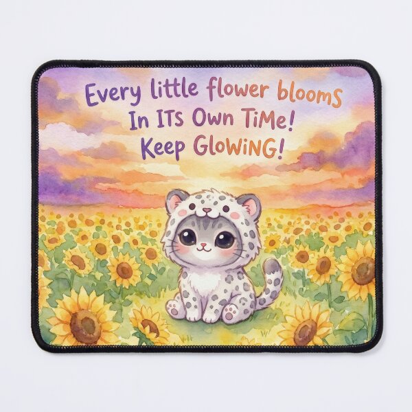 Item preview, Cute Cat in Snow Leopard Costume in Sunflower Field Inspirational Quote designed and sold by cutiepeupies.