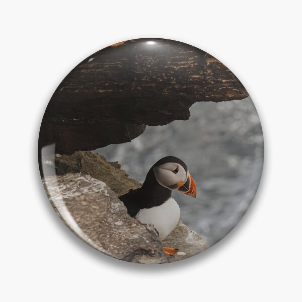 Item preview, Atlantic Puffin Peeking From a Rugged Seaside Cliff designed and sold by Timbernature.