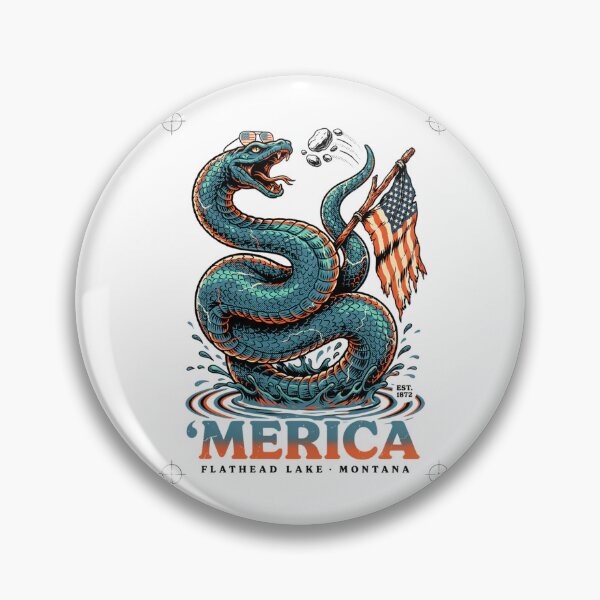 Item preview, 'Merica Flathead Lake Monster Montana Sea Serpent Flag Tee v4 designed and sold by DarylWelsh2024.