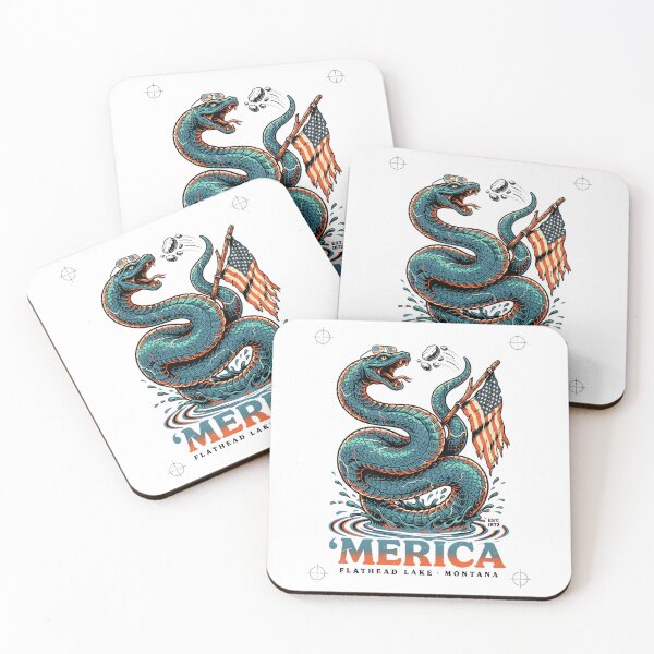 Item preview, 'Merica Flathead Lake Monster Montana Sea Serpent Flag Tee v4 designed and sold by DarylWelsh2024.