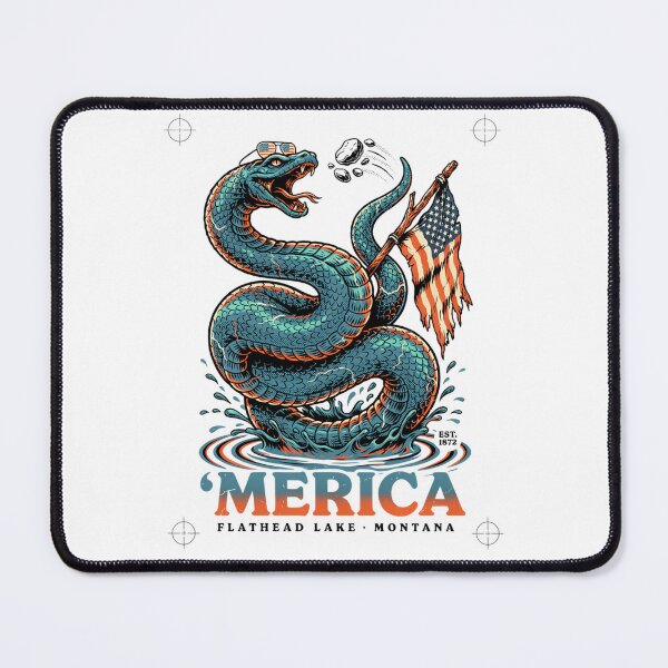 Item preview, 'Merica Flathead Lake Monster Montana Sea Serpent Flag Tee v4 designed and sold by DarylWelsh2024.