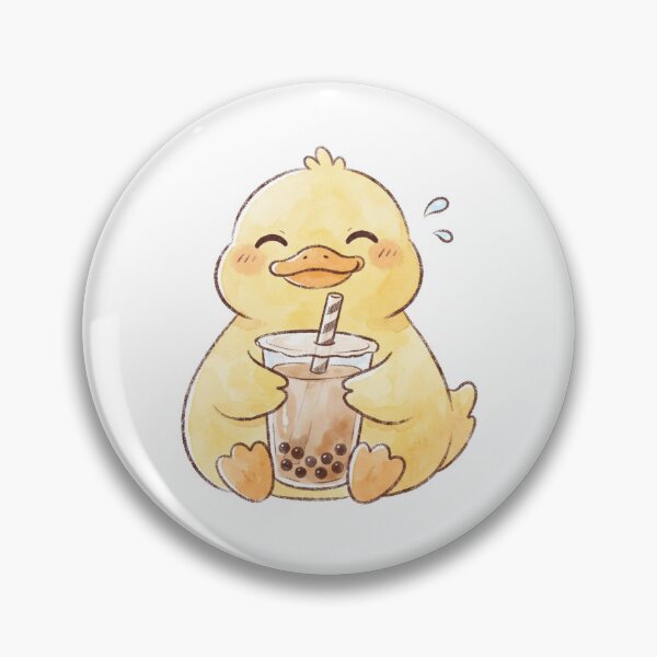 Item preview, Kawaii Duck Drinking Boba Tea - Cute Bubble Tea Animal designed and sold by 0Zetgest.