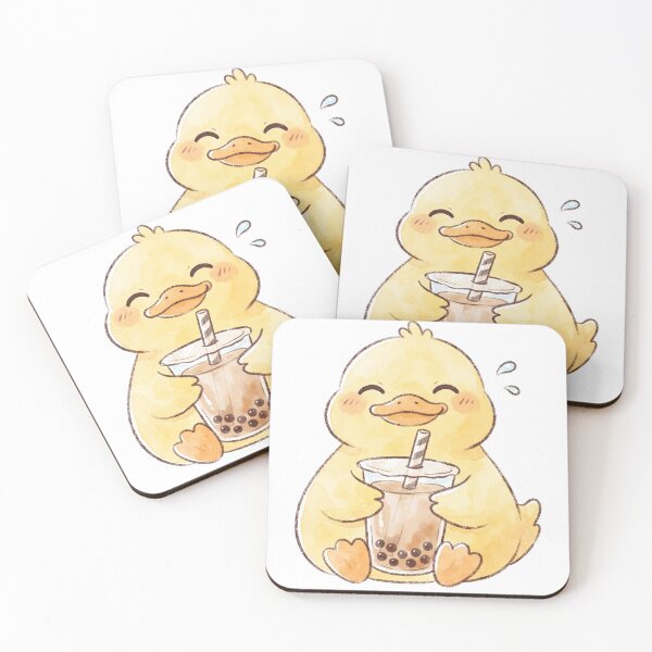 Item preview, Kawaii Duck Drinking Boba Tea - Cute Bubble Tea Animal designed and sold by 0Zetgest.