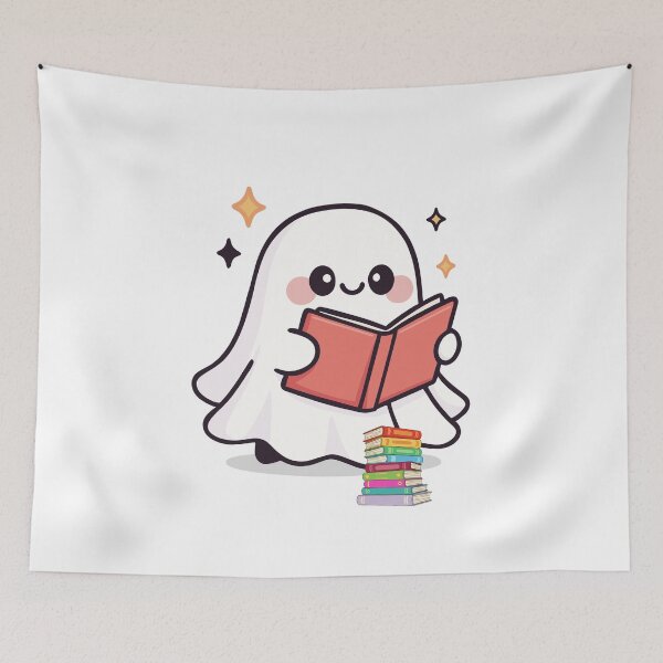 Item preview, Cute Ghost Reading Book Kawaii Halloween Design designed and sold by     Sela Art .