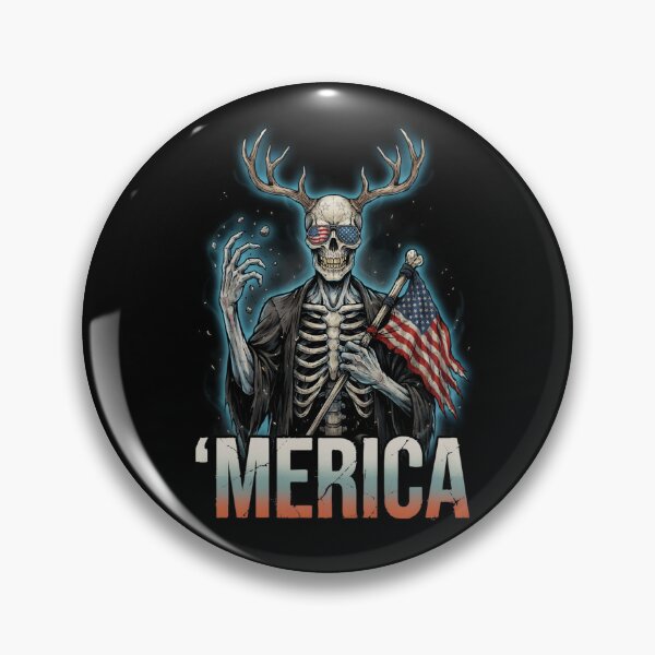 Item preview,  'Merica Wendigo Skeleton Antlers Patriotic Flag Tee v2 designed and sold by DarylWelsh2024.