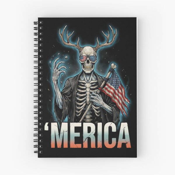 Item preview,  'Merica Wendigo Skeleton Antlers Patriotic Flag Tee v2 designed and sold by DarylWelsh2024.
