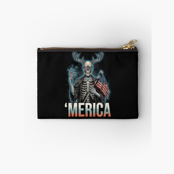 Item preview,  'Merica Wendigo Skeleton Antlers Patriotic Flag Tee v2 designed and sold by DarylWelsh2024.