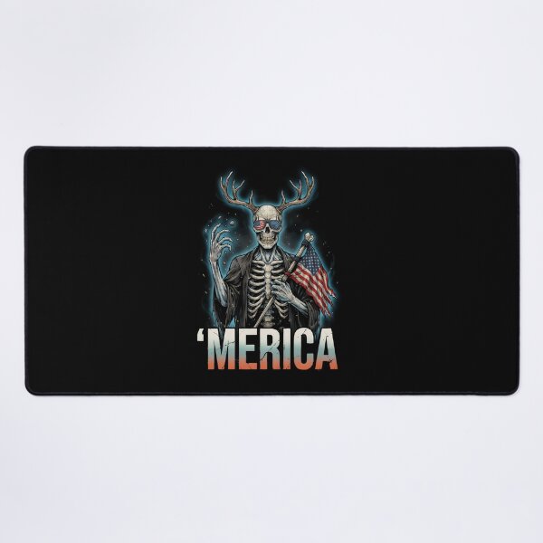 Item preview, 'Merica Wendigo Skeleton Antlers Patriotic Flag Tee v2 designed and sold by DarylWelsh2024.