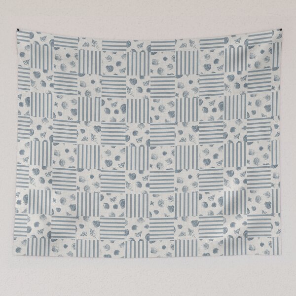 Item preview, Vintage Blue Seashell Quilt designed and sold by caladayart.