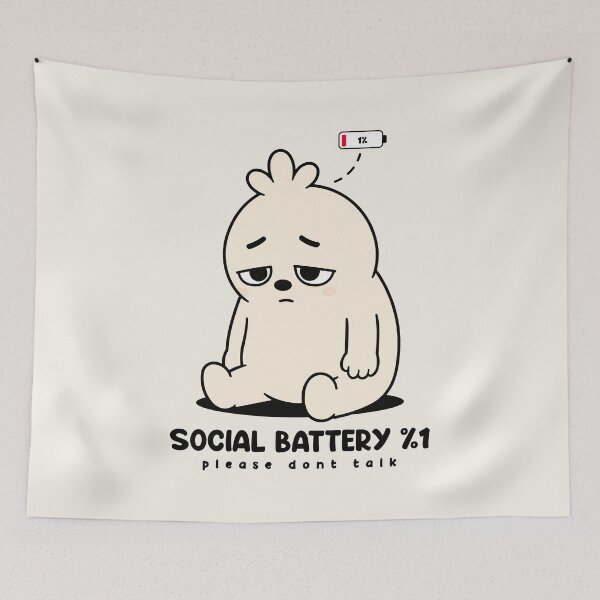 Item preview, Social Battery 1% | Introvert Mood Meme designed and sold by Zerhof.