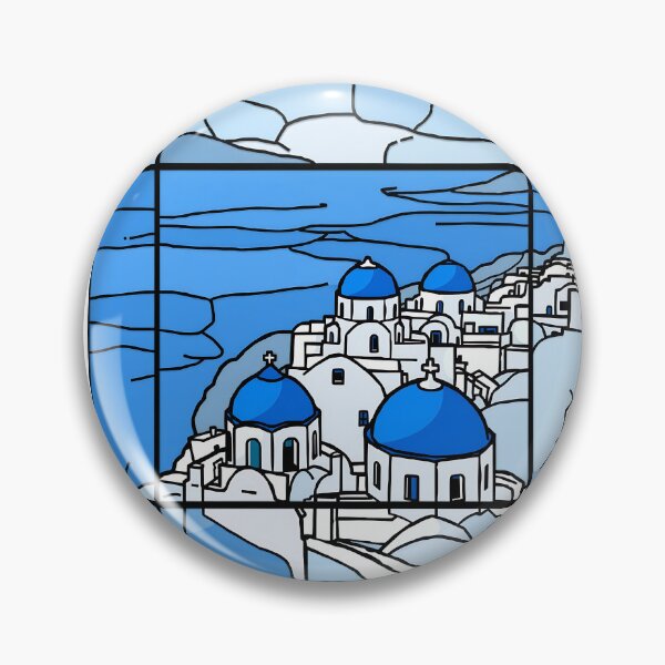 Item preview, Santorini Blue Domes Sunset View designed and sold by T-domain.