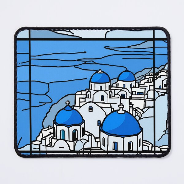 Item preview, Santorini Blue Domes Sunset View designed and sold by T-domain.