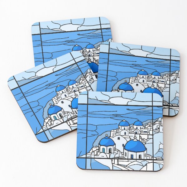Item preview, Santorini Blue Domes Sunset View designed and sold by T-domain.