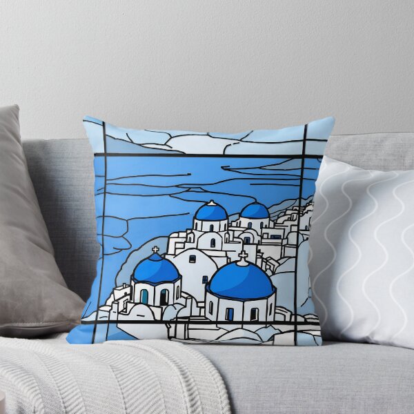 Item preview, Santorini Blue Domes Sunset View designed and sold by T-domain.