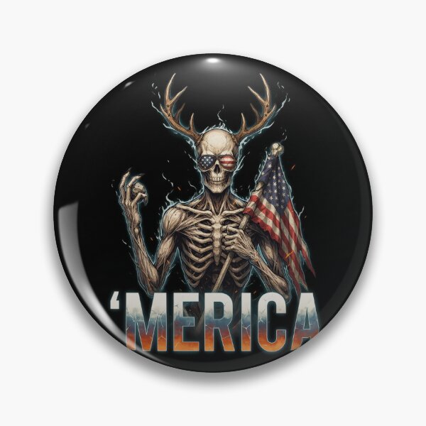 Item preview,  'Merica Wendigo Skeleton Antlers Patriotic Flag Tee v3 designed and sold by DarylWelsh2024.