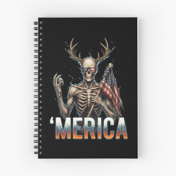 Item preview,  'Merica Wendigo Skeleton Antlers Patriotic Flag Tee v3 designed and sold by DarylWelsh2024.