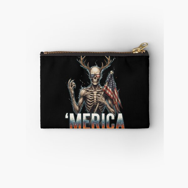 Item preview,  'Merica Wendigo Skeleton Antlers Patriotic Flag Tee v3 designed and sold by DarylWelsh2024.