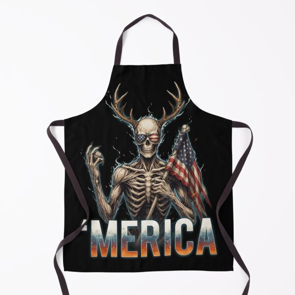 Item preview, 'Merica Wendigo Skeleton Antlers Patriotic Flag Tee v3 designed and sold by DarylWelsh2024.