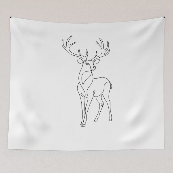 Item preview, Minimalist Single Line Drawing of Majestic Stag Deer designed and sold by AbderraimArt.