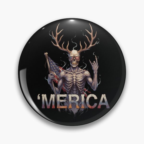 Item preview,  'Merica Wendigo Skeleton Antlers Patriotic Flag Tee v4 designed and sold by DarylWelsh2024.