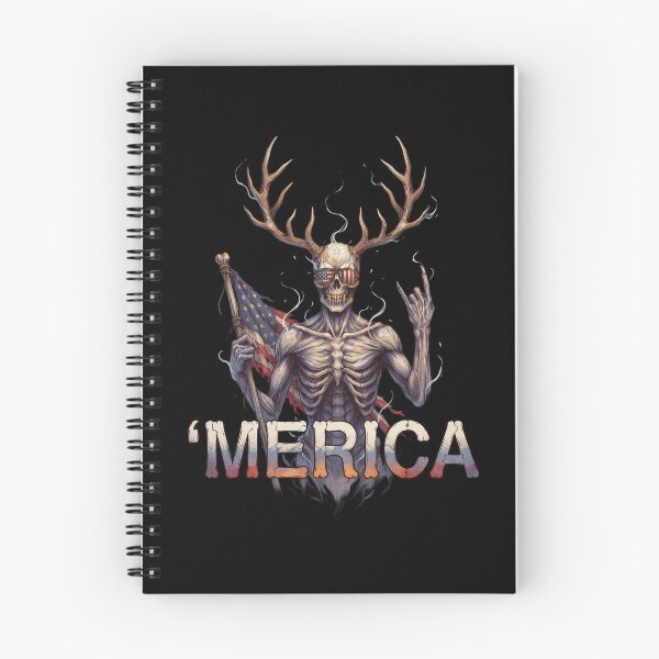 Item preview,  'Merica Wendigo Skeleton Antlers Patriotic Flag Tee v4 designed and sold by DarylWelsh2024.