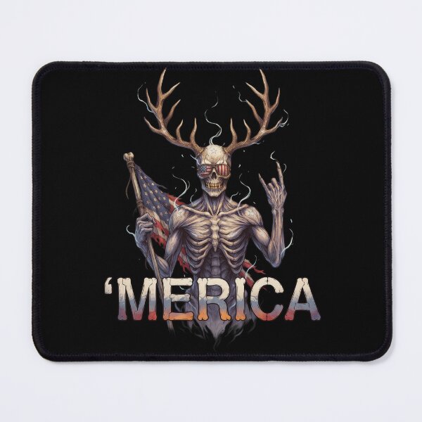 Item preview, 'Merica Wendigo Skeleton Antlers Patriotic Flag Tee v4 designed and sold by DarylWelsh2024.
