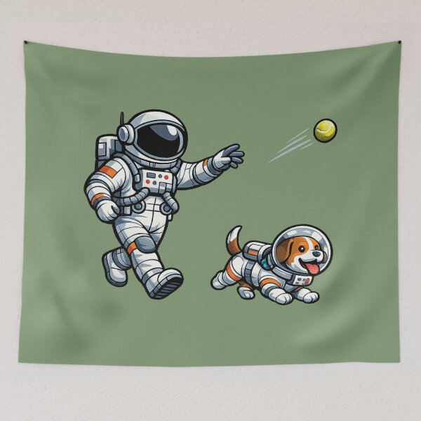 Item preview, Astronaut Playing Fetch designed and sold by BROHLine Studio.