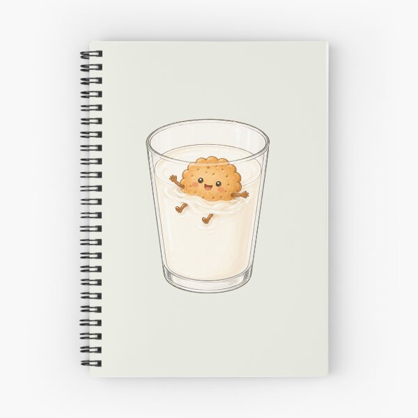 Item preview, Cute Biscuit Swimming in Milk | Kawaii Cookie & Milk Illustration designed and sold by Eathusiast.