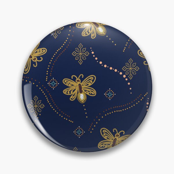 Item preview, Firefly Seamless Pattern with Glowing Insects and Folk Ornaments on Indigo Night designed and sold by Lannanun.
