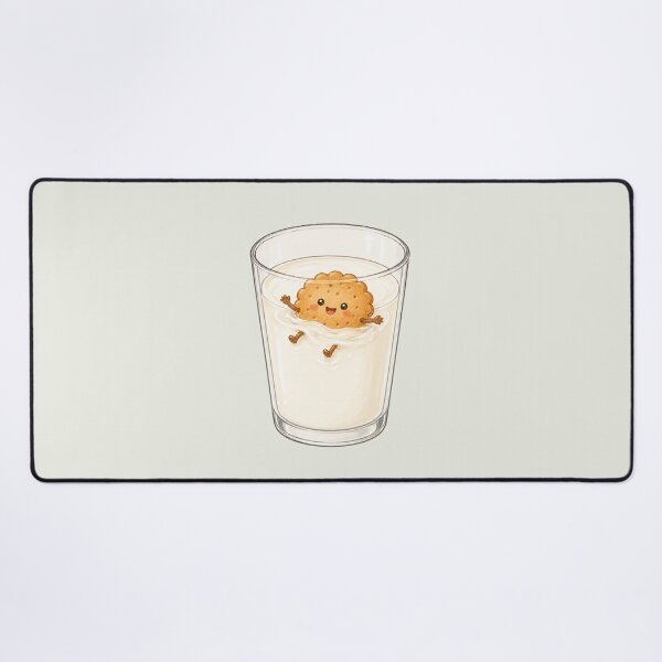 Item preview, Cute Biscuit Swimming in Milk | Kawaii Cookie & Milk Illustration designed and sold by Eathusiast.