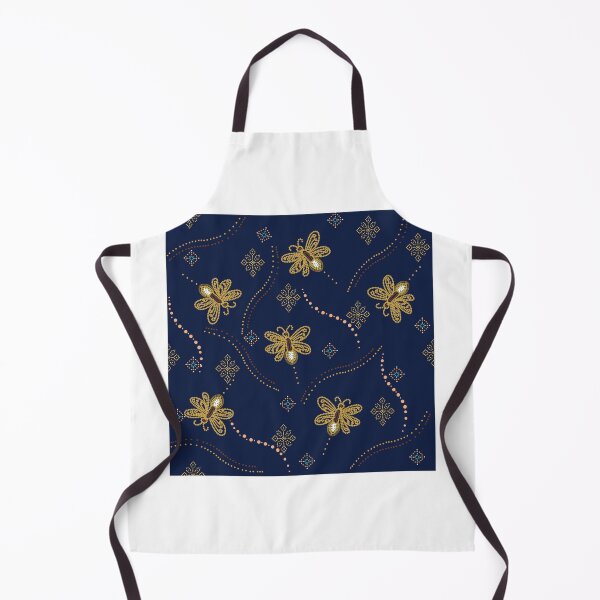 Item preview, Firefly Seamless Pattern with Glowing Insects and Folk Ornaments on Indigo Night designed and sold by Lannanun.
