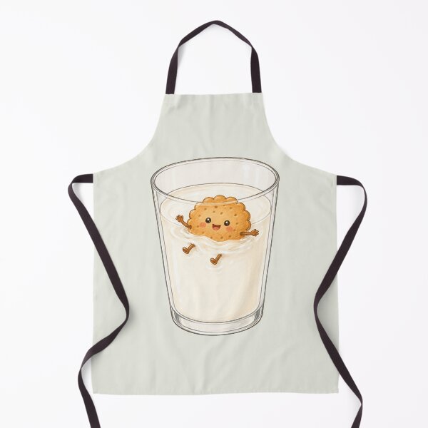 Item preview, Cute Biscuit Swimming in Milk | Kawaii Cookie & Milk Illustration designed and sold by Eathusiast.