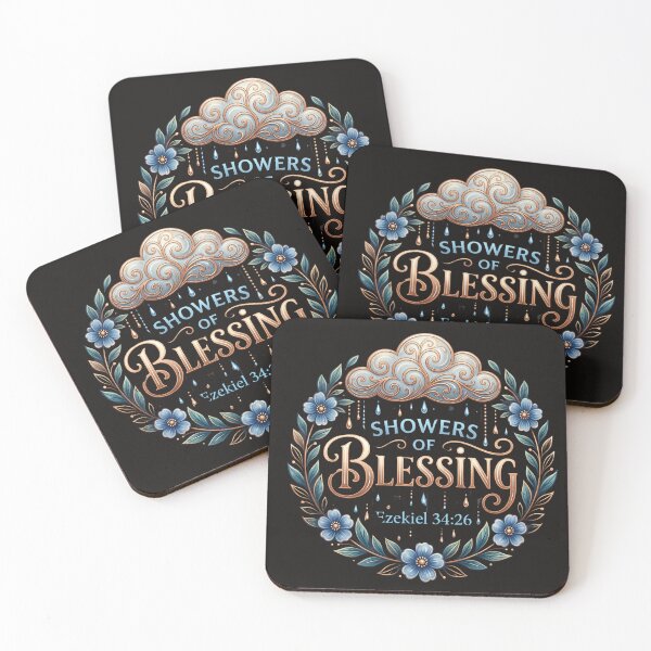 Item preview, Showers of Blessing | Ezekiel 34:26 | Elegant Christian Floral Wreath Bible Verse Design | Faith & Hope Gift designed and sold by KINGDOM GOLD STUDIO.